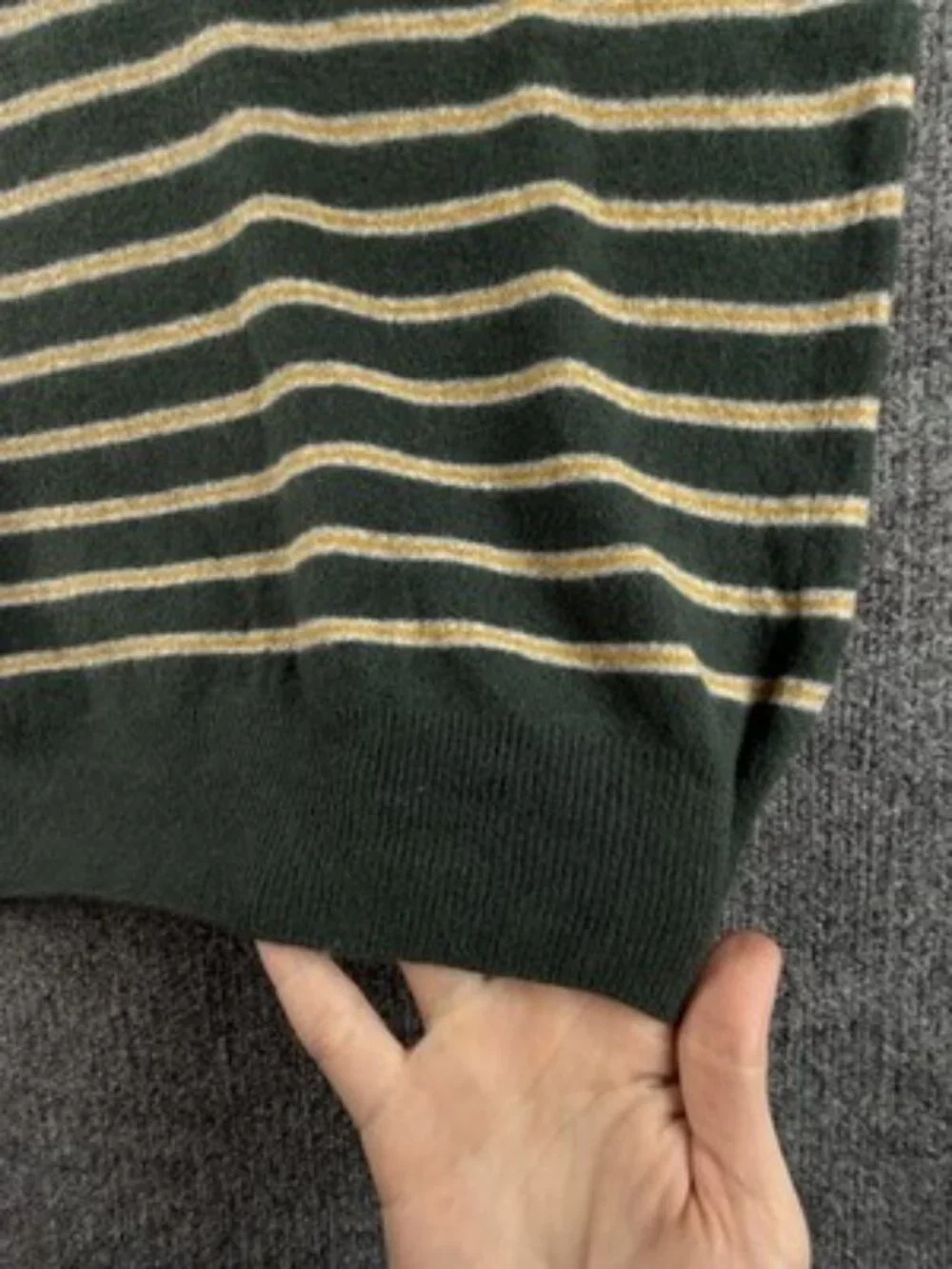 Fred Perry Small Striped All Wool Crew Neck Long Sleeve Italy Green Sweater Mens